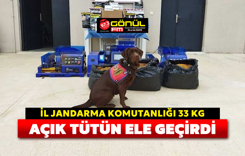 İl Jandarma Komutanlığı 33 kg açık tütün ele geçirdi