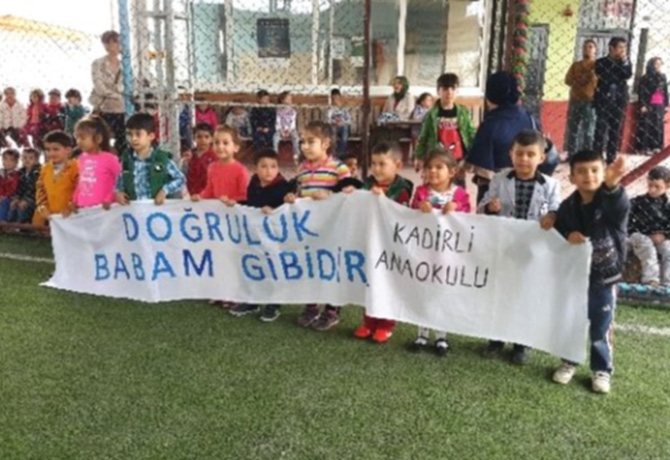 Minik öğrencilerden Doğruluk babam gibidir projesi