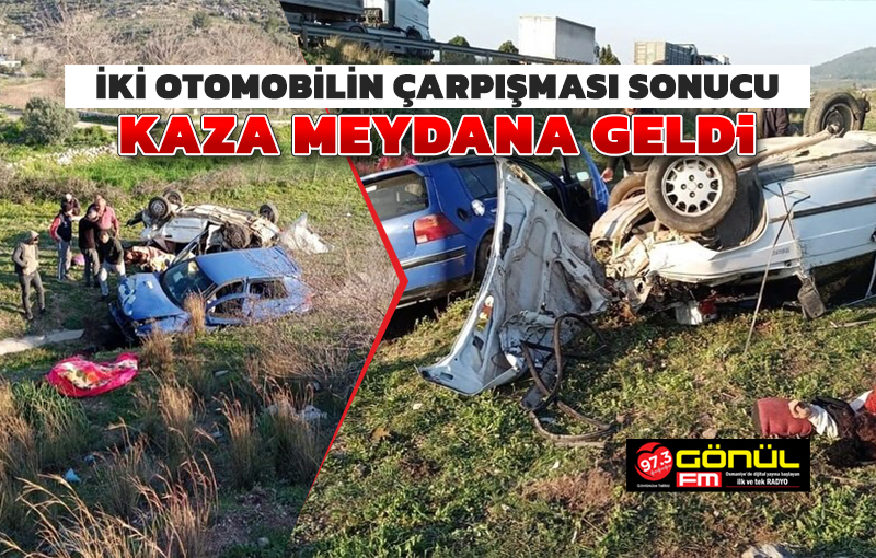 İki otomobilin çarpışması sonucu kaza meydana geldi